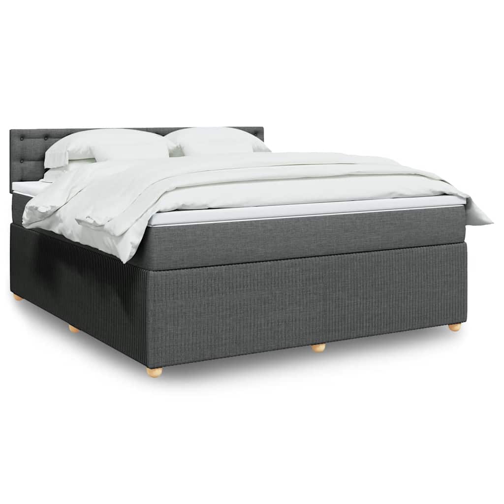 Κρεβάτι Boxspring με Στρώμα Σκούρο Γκρι 180x200 εκ Υφασμάτιν - Pakobazaar