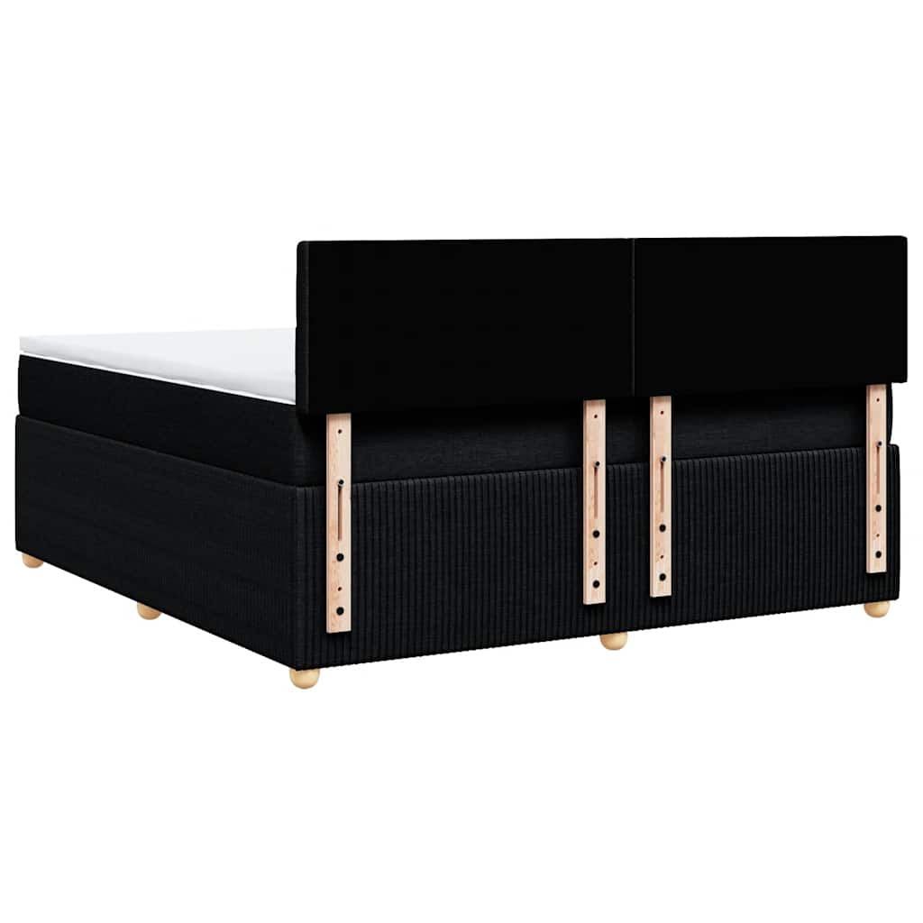Κρεβάτι Boxspring με Στρώμα Μαύρο 180x200 εκ. Υφασμάτινο - Pakobazaar