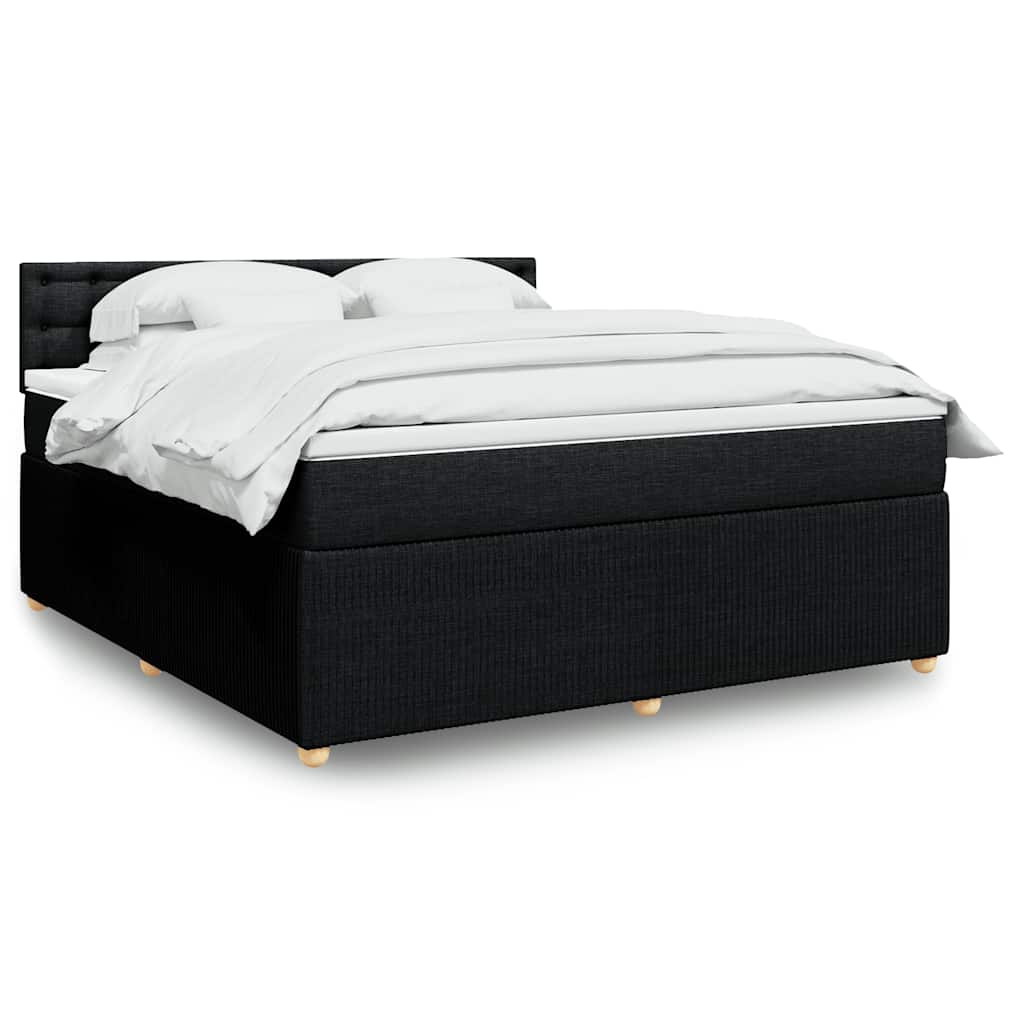Κρεβάτι Boxspring με Στρώμα Μαύρο 180x200 εκ. Υφασμάτινο - Pakobazaar