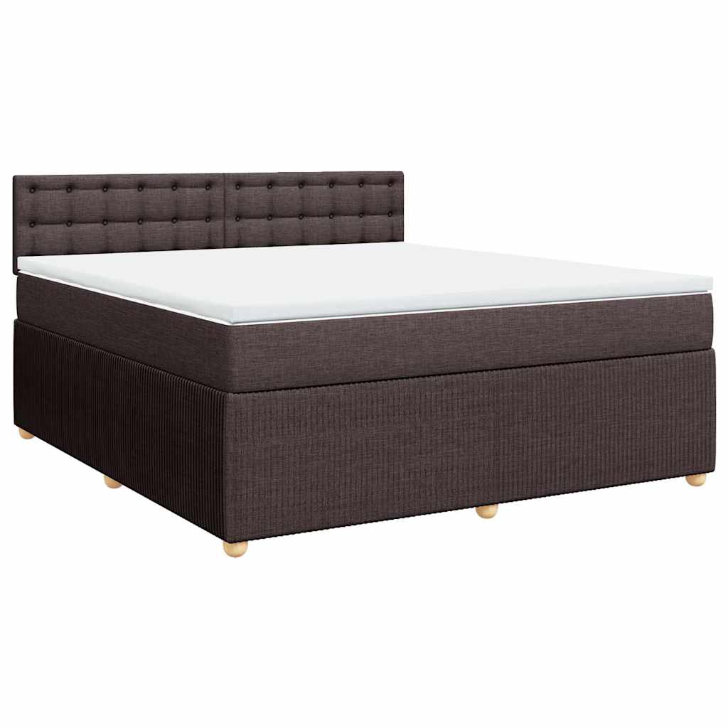 Κρεβάτι Boxspring με Στρώμα Σκούρο Καφέ 180x200 εκ Υφασμάτινο - Pakobazaar