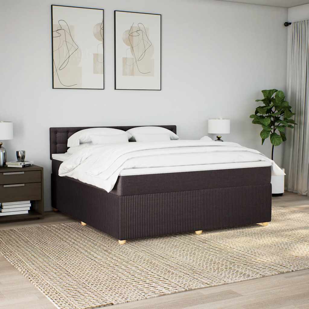 Κρεβάτι Boxspring με Στρώμα Σκούρο Καφέ 180x200 εκ Υφασμάτινο - Pakobazaar