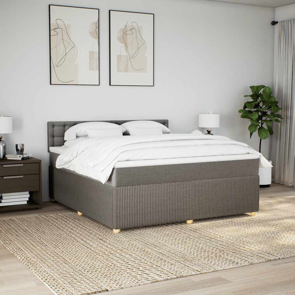 Κρεβάτι Boxspring με Στρώμα Taupe 180x200 εκ. Υφασμάτινο
