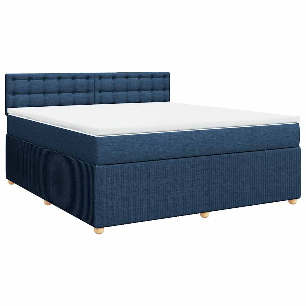 Κρεβάτι Boxspring με Στρώμα Μπλε 180x200 εκ. Υφασμάτινο - Pakobazaar