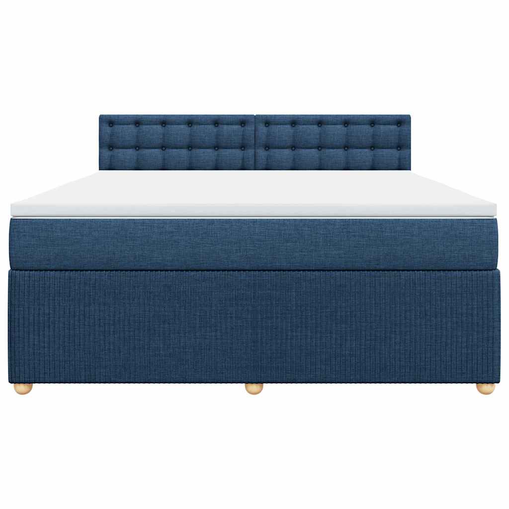 Κρεβάτι Boxspring με Στρώμα Μπλε 180x200 εκ. Υφασμάτινο - Pakobazaar
