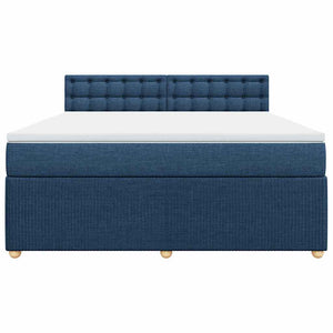Κρεβάτι Boxspring με Στρώμα Μπλε 180x200 εκ. Υφασμάτινο - Pakobazaar