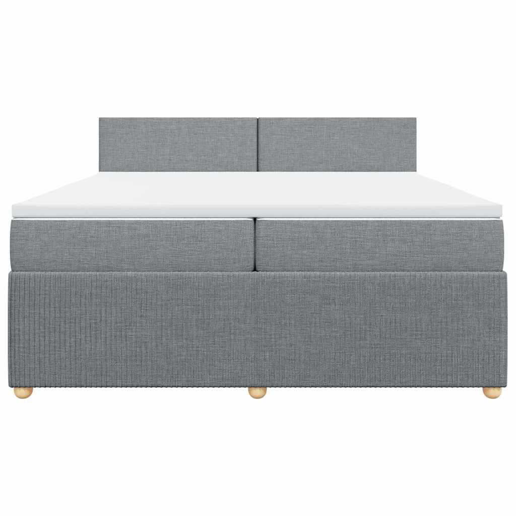 Κρεβάτι Boxspring με Στρώμα Ανοιχτό Γκρι 200x200 εκ. Υφασμάτινο