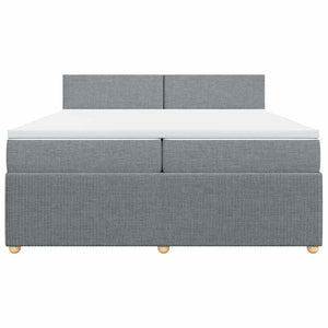 Κρεβάτι Boxspring με Στρώμα Ανοιχτό Γκρι 200x200 εκ. Υφασμάτινο