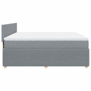 Κρεβάτι Boxspring με Στρώμα Ανοιχτό Γκρι 200x200 εκ. Υφασμάτινο