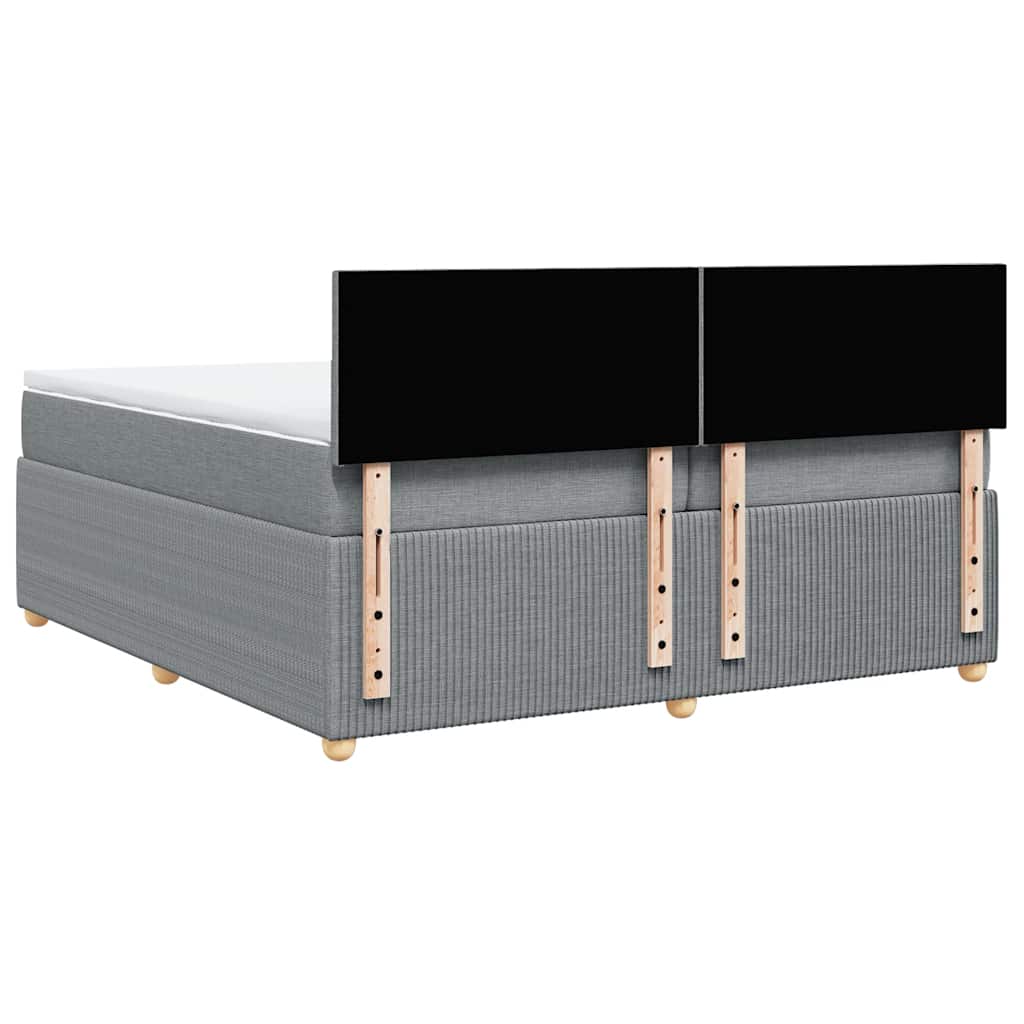 Κρεβάτι Boxspring με Στρώμα Ανοιχτό Γκρι 200x200 εκ. Υφασμάτινο