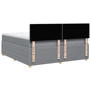 Κρεβάτι Boxspring με Στρώμα Ανοιχτό Γκρι 200x200 εκ. Υφασμάτινο