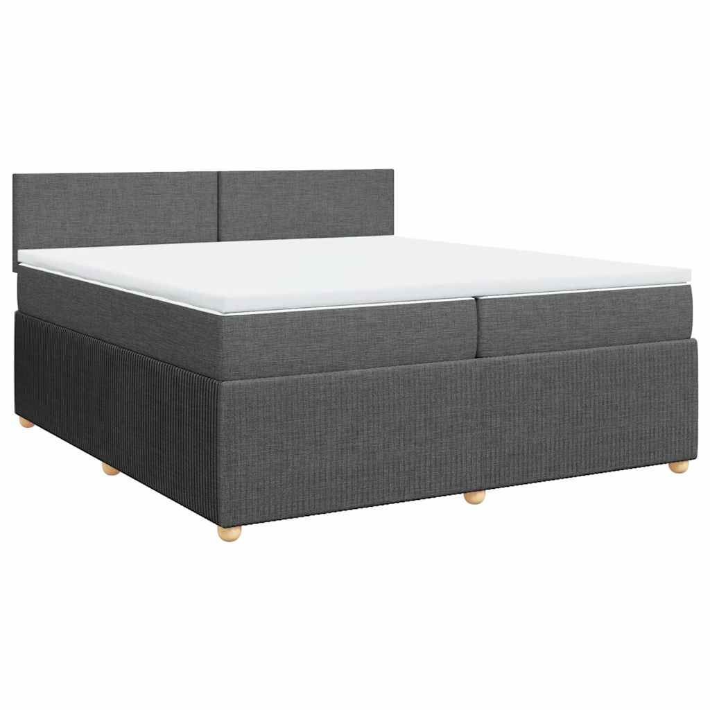 Κρεβάτι Boxspring με Στρώμα Σκούρο Γκρι 200x200 εκ. Υφασμάτινο