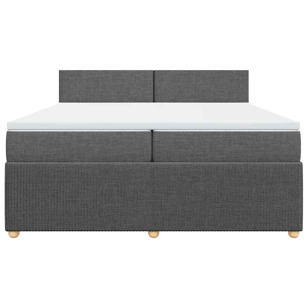 Κρεβάτι Boxspring με Στρώμα Σκούρο Γκρι 200x200 εκ. Υφασμάτινο