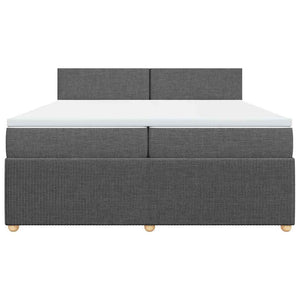 Κρεβάτι Boxspring με Στρώμα Σκούρο Γκρι 200x200 εκ. Υφασμάτινο