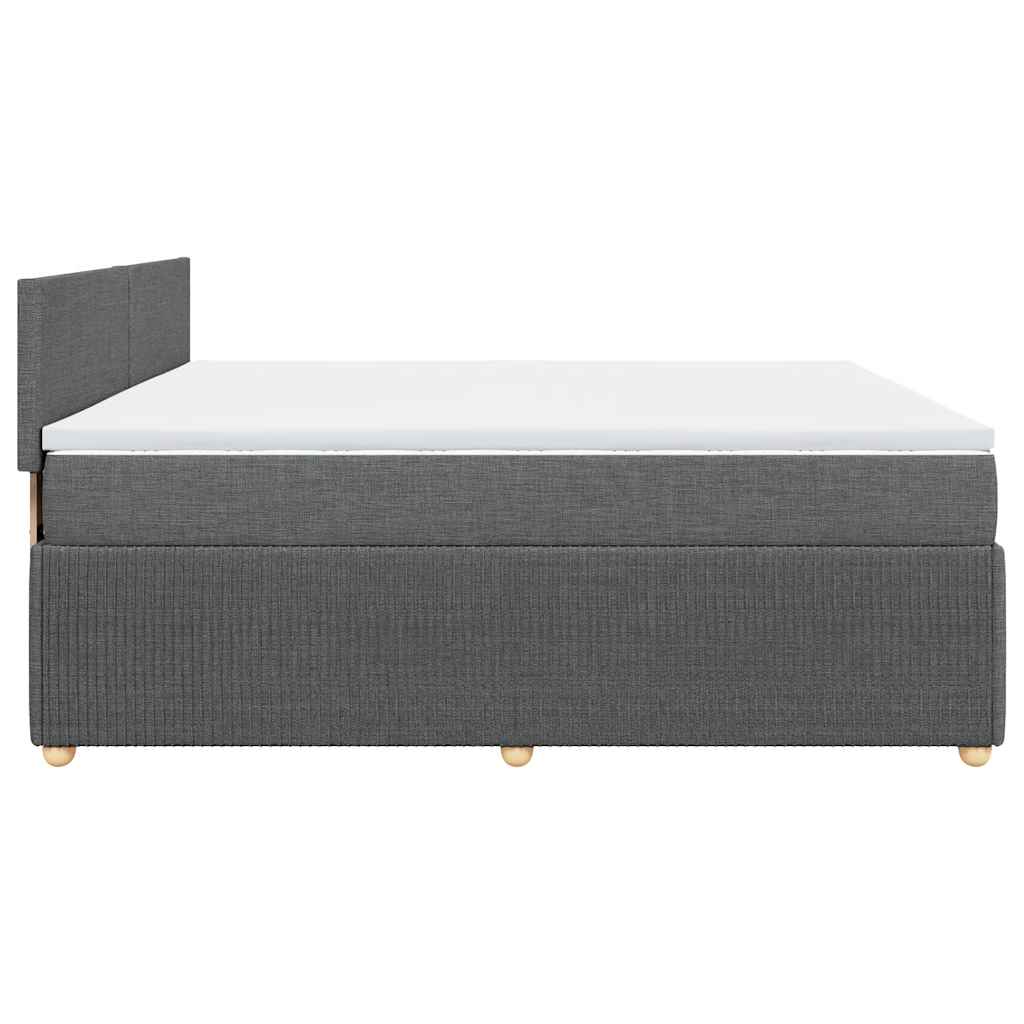 Κρεβάτι Boxspring με Στρώμα Σκούρο Γκρι 200x200 εκ. Υφασμάτινο