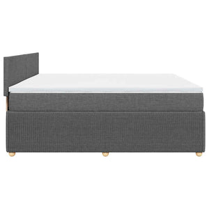 Κρεβάτι Boxspring με Στρώμα Σκούρο Γκρι 200x200 εκ. Υφασμάτινο
