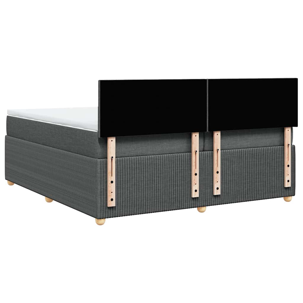 Κρεβάτι Boxspring με Στρώμα Σκούρο Γκρι 200x200 εκ. Υφασμάτινο