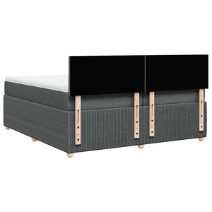 Κρεβάτι Boxspring με Στρώμα Σκούρο Γκρι 200x200 εκ. Υφασμάτινο