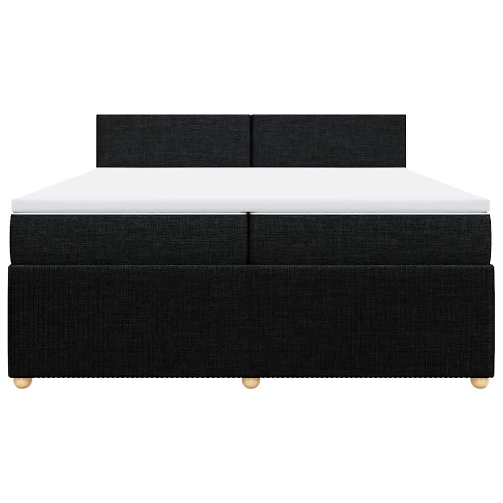 Κρεβάτι Boxspring με Στρώμα Μαύρο 200x200 εκ. Υφασμάτινο - Pakobazaar