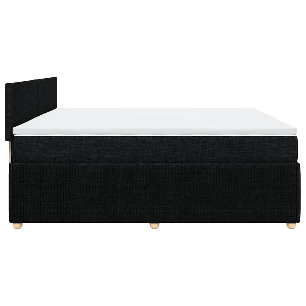 Κρεβάτι Boxspring με Στρώμα Μαύρο 200x200 εκ. Υφασμάτινο - Pakobazaar