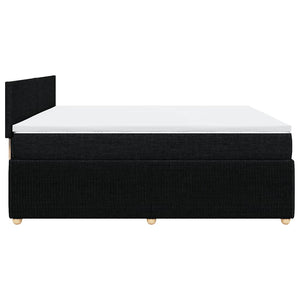 Κρεβάτι Boxspring με Στρώμα Μαύρο 200x200 εκ. Υφασμάτινο - Pakobazaar