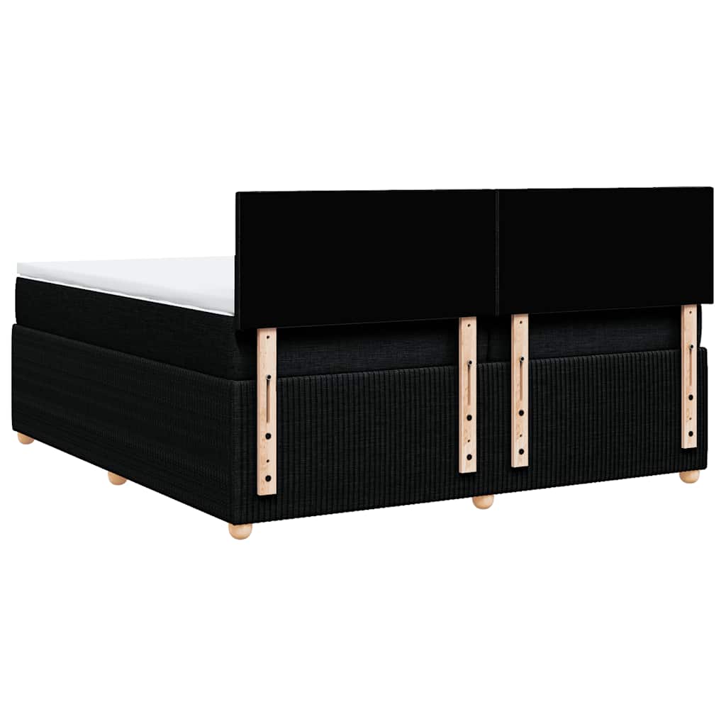 Κρεβάτι Boxspring με Στρώμα Μαύρο 200x200 εκ. Υφασμάτινο - Pakobazaar