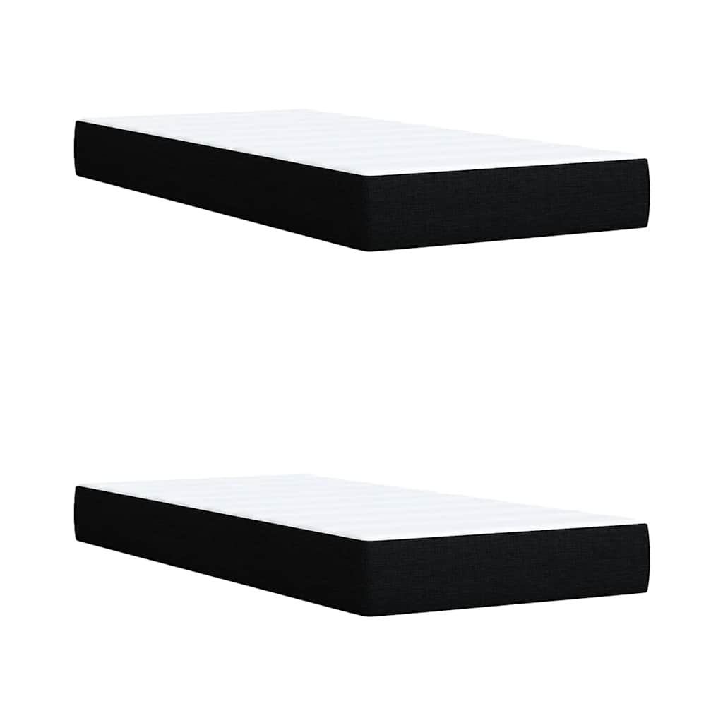 Κρεβάτι Boxspring με Στρώμα Μαύρο 200x200 εκ. Υφασμάτινο - Pakobazaar