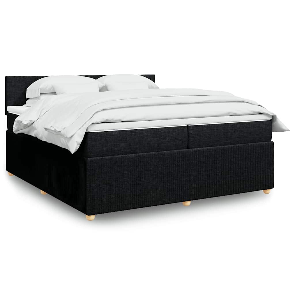 Κρεβάτι Boxspring με Στρώμα Μαύρο 200x200 εκ. Υφασμάτινο - Pakobazaar