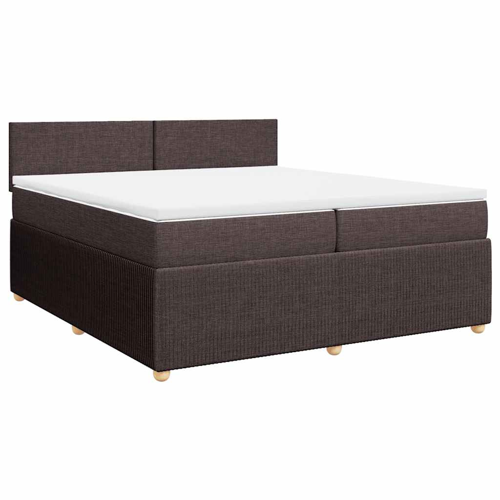 Κρεβάτι Boxspring με Στρώμα Σκούρο Καφέ 200x200 εκ. Υφασμάτινο - Pakobazaar