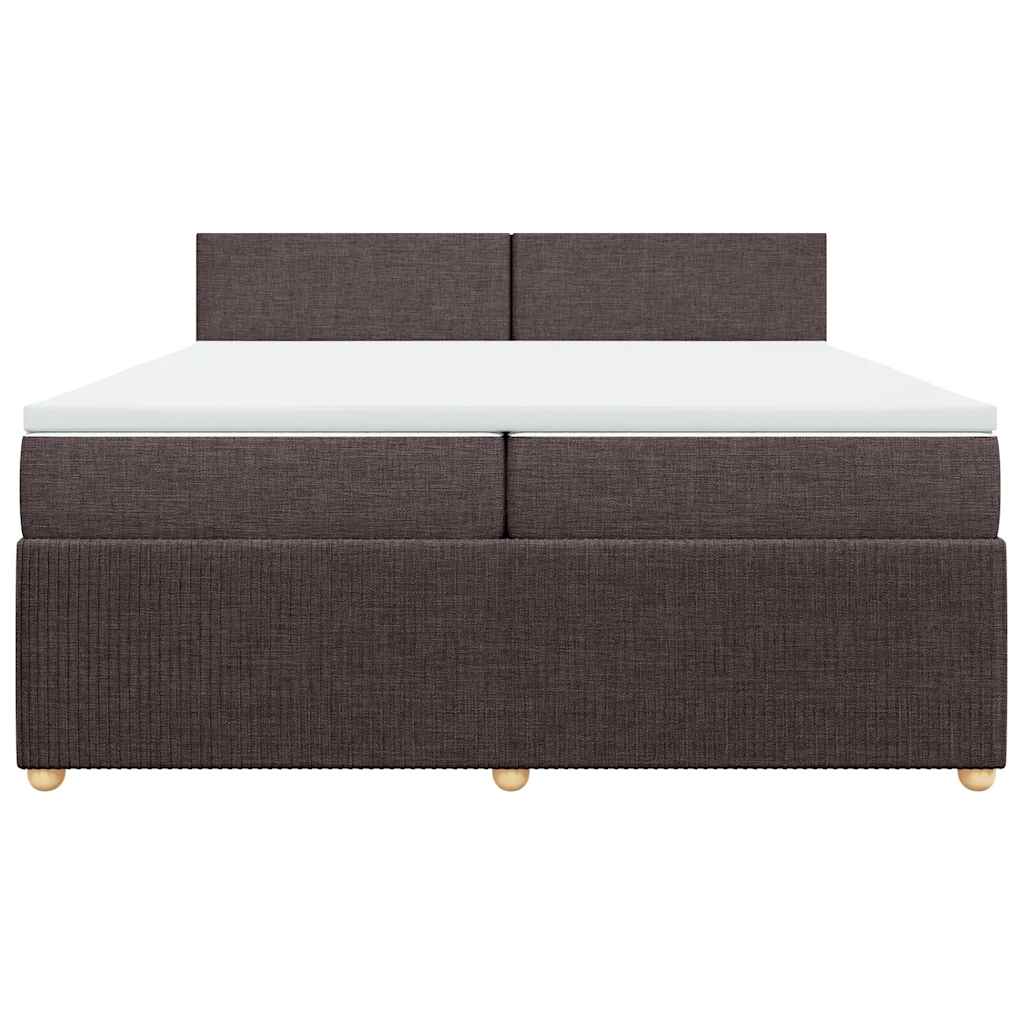 Κρεβάτι Boxspring με Στρώμα Σκούρο Καφέ 200x200 εκ. Υφασμάτινο - Pakobazaar