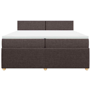 Κρεβάτι Boxspring με Στρώμα Σκούρο Καφέ 200x200 εκ. Υφασμάτινο - Pakobazaar