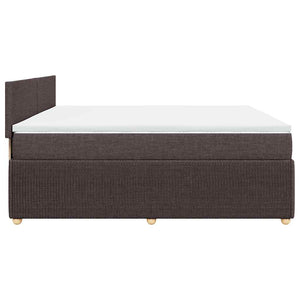 Κρεβάτι Boxspring με Στρώμα Σκούρο Καφέ 200x200 εκ. Υφασμάτινο - Pakobazaar
