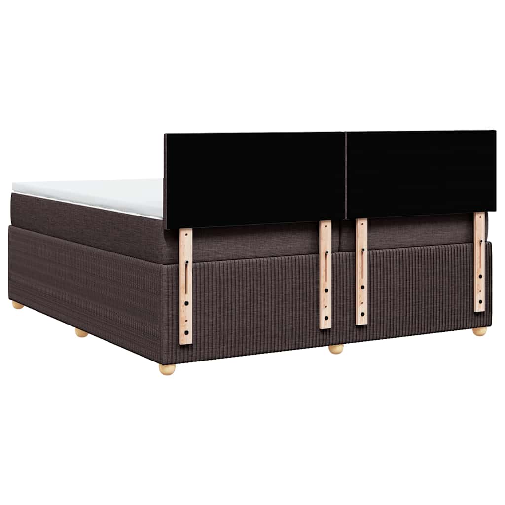 Κρεβάτι Boxspring με Στρώμα Σκούρο Καφέ 200x200 εκ. Υφασμάτινο - Pakobazaar