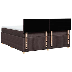 Κρεβάτι Boxspring με Στρώμα Σκούρο Καφέ 200x200 εκ. Υφασμάτινο - Pakobazaar