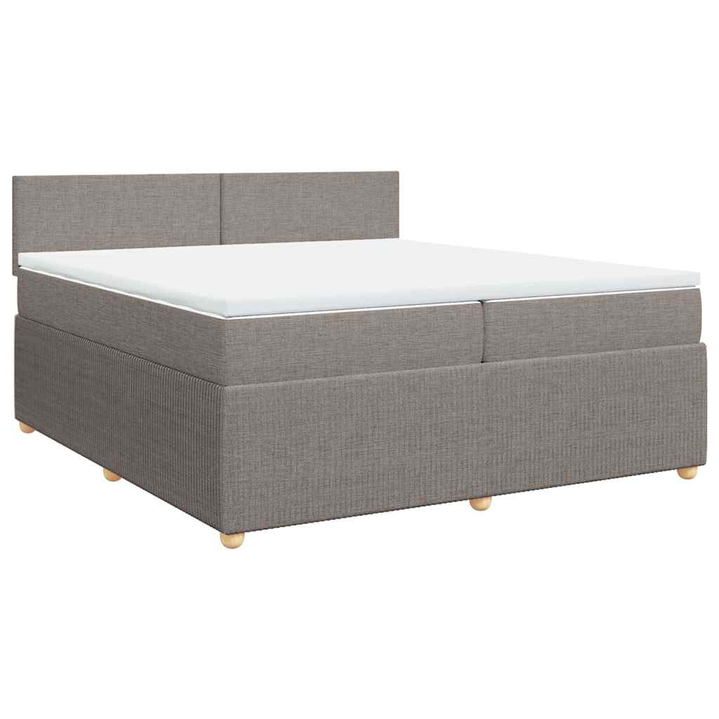 Κρεβάτι Boxspring με Στρώμα Taupe 200x200 εκ. Υφασμάτινο