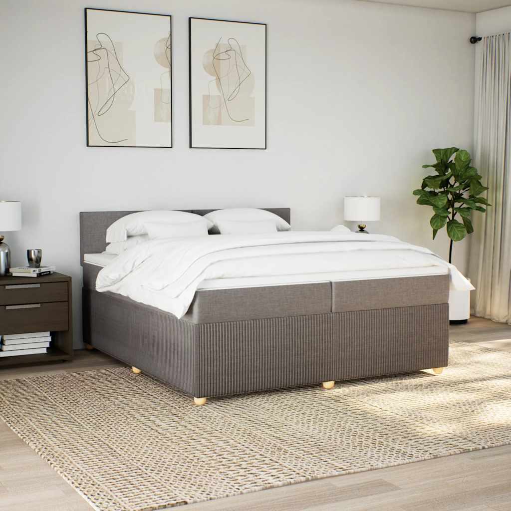 Κρεβάτι Boxspring με Στρώμα Taupe 200x200 εκ. Υφασμάτινο