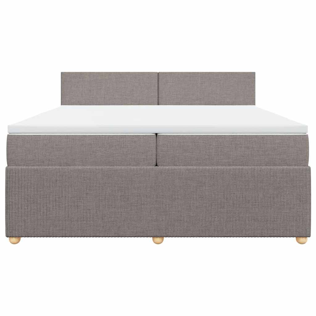 Κρεβάτι Boxspring με Στρώμα Taupe 200x200 εκ. Υφασμάτινο