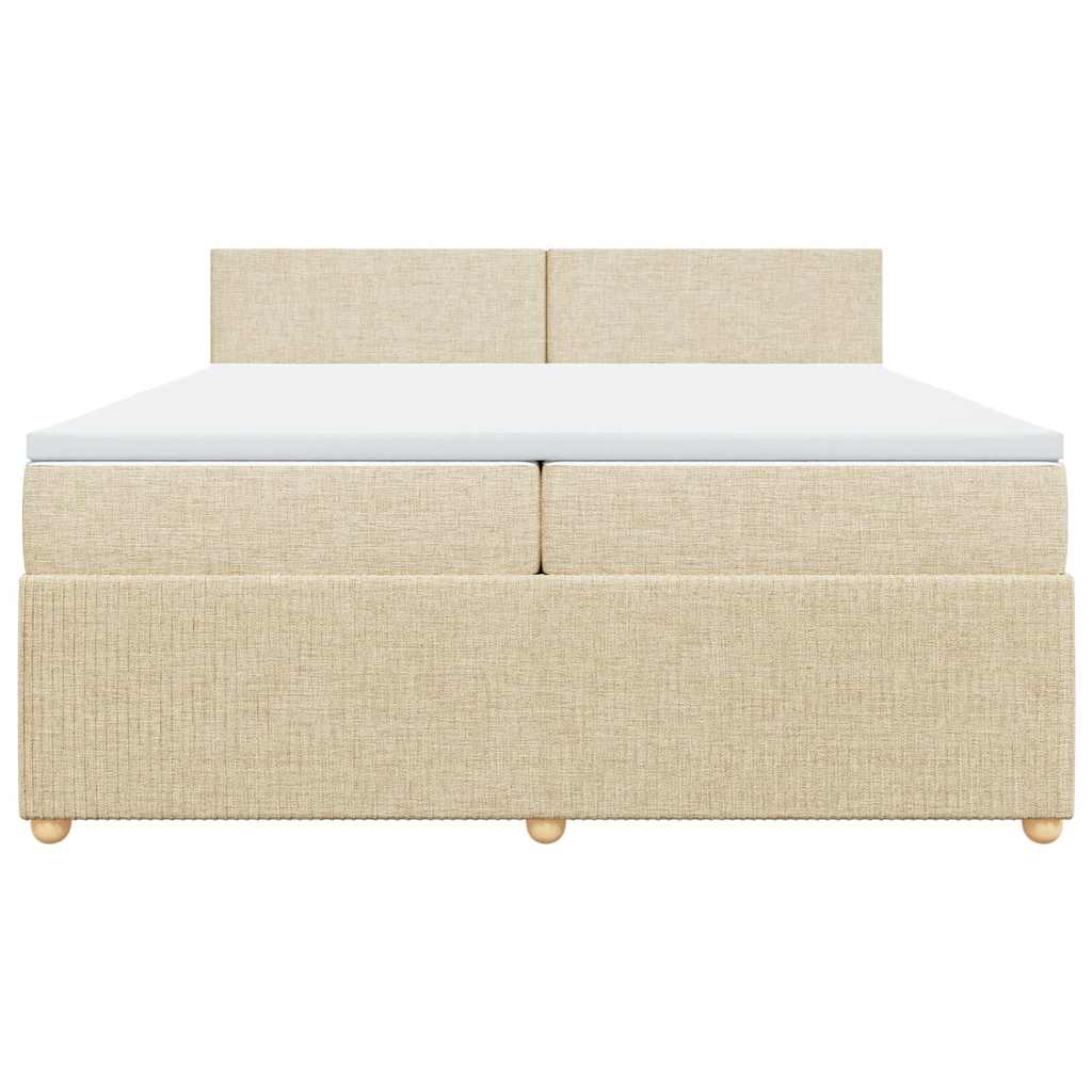 Κρεβάτι Boxspring με Στρώμα Κρεμ 200x200 εκ. Υφασμάτινο