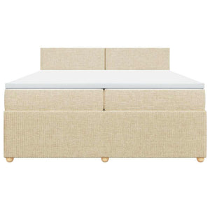 Κρεβάτι Boxspring με Στρώμα Κρεμ 200x200 εκ. Υφασμάτινο