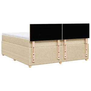 Κρεβάτι Boxspring με Στρώμα Κρεμ 200x200 εκ. Υφασμάτινο