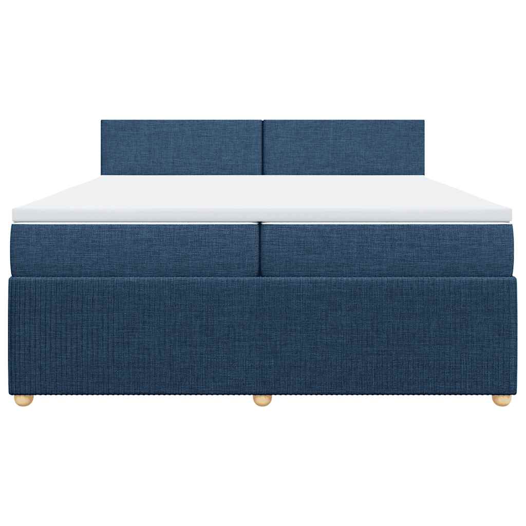 Κρεβάτι Boxspring με Στρώμα Μπλε 200x200 εκ. Υφασμάτινο - Pakobazaar