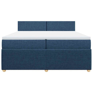 Κρεβάτι Boxspring με Στρώμα Μπλε 200x200 εκ. Υφασμάτινο - Pakobazaar