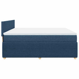 Κρεβάτι Boxspring με Στρώμα Μπλε 200x200 εκ. Υφασμάτινο - Pakobazaar