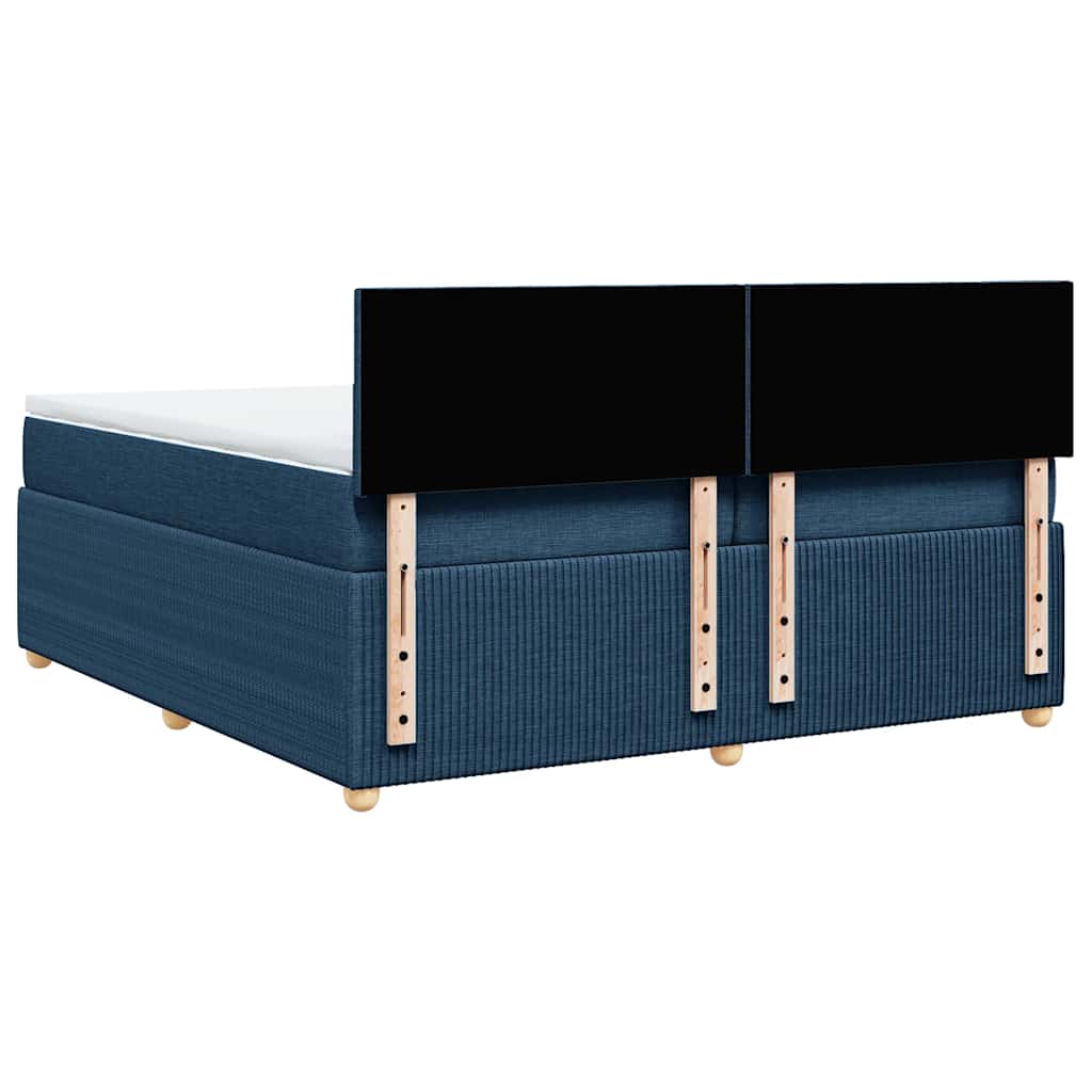 Κρεβάτι Boxspring με Στρώμα Μπλε 200x200 εκ. Υφασμάτινο - Pakobazaar