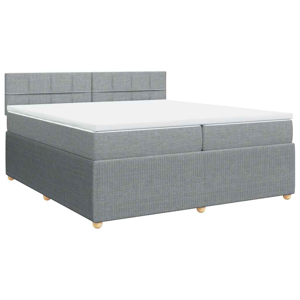 Κρεβάτι Boxspring με Στρώμα Ανοιχτό Γκρι 200x200 εκ. Υφασμάτινο