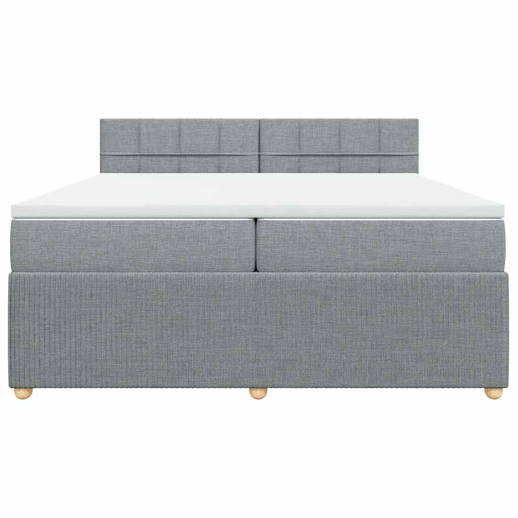 Κρεβάτι Boxspring με Στρώμα Ανοιχτό Γκρι 200x200 εκ. Υφασμάτινο