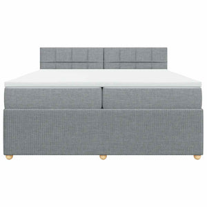 Κρεβάτι Boxspring με Στρώμα Ανοιχτό Γκρι 200x200 εκ. Υφασμάτινο