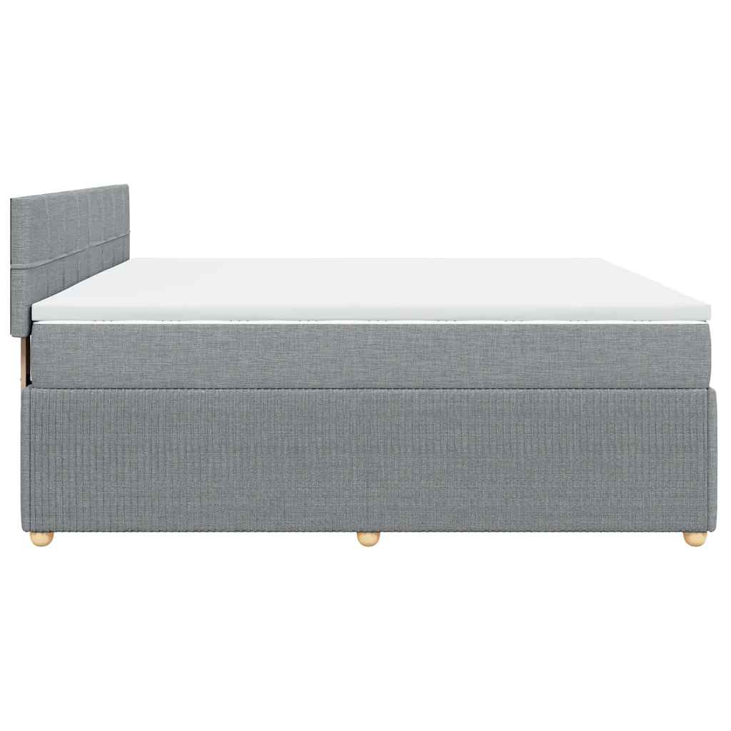Κρεβάτι Boxspring με Στρώμα Ανοιχτό Γκρι 200x200 εκ. Υφασμάτινο