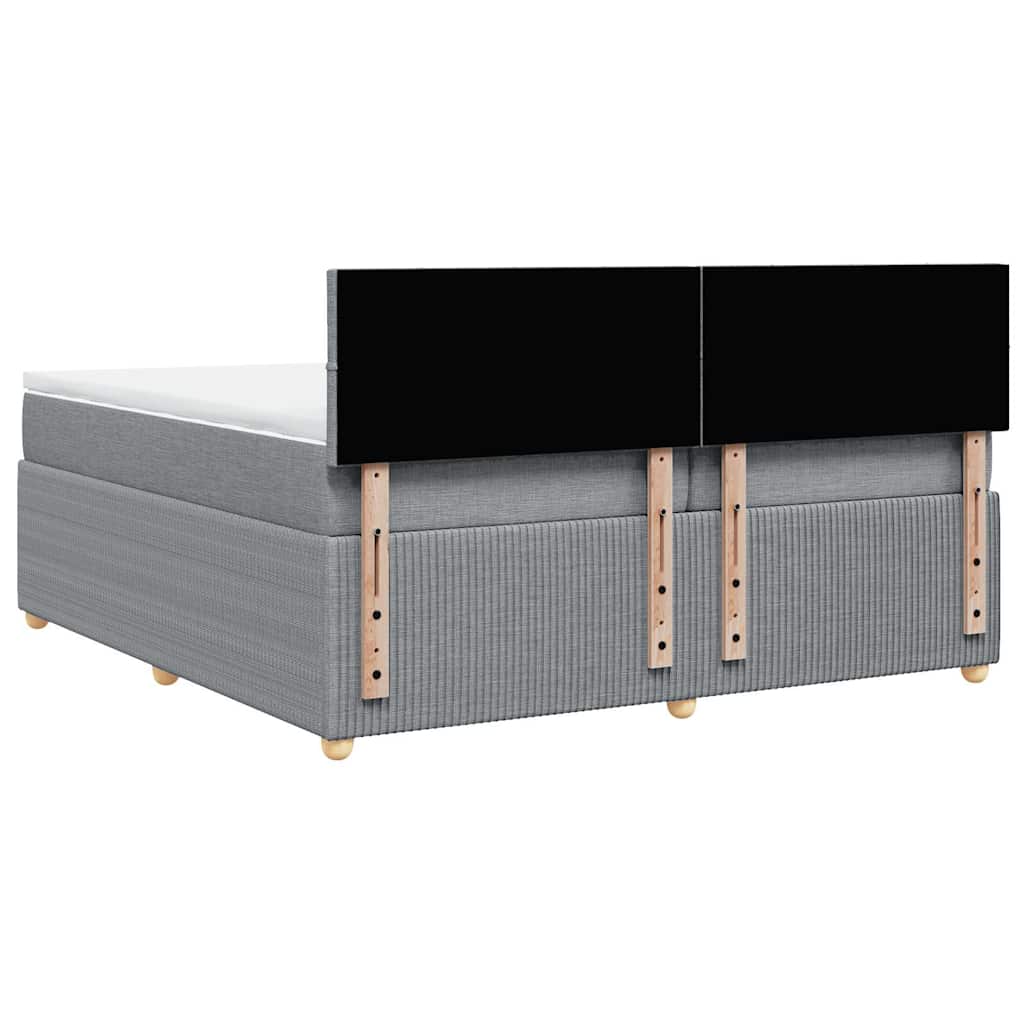 Κρεβάτι Boxspring με Στρώμα Ανοιχτό Γκρι 200x200 εκ. Υφασμάτινο