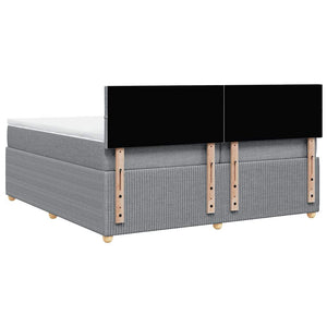 Κρεβάτι Boxspring με Στρώμα Ανοιχτό Γκρι 200x200 εκ. Υφασμάτινο