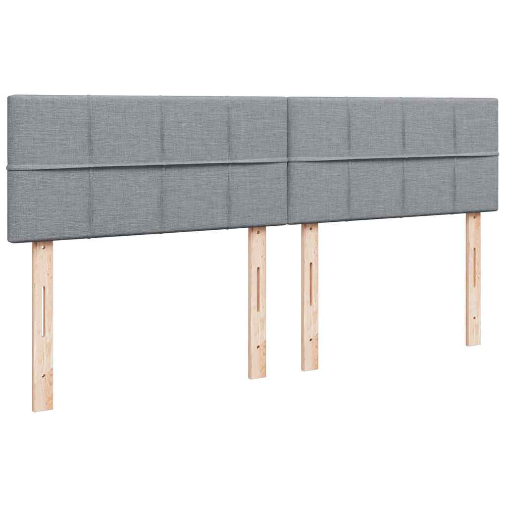 Κρεβάτι Boxspring με Στρώμα Ανοιχτό Γκρι 200x200 εκ. Υφασμάτινο